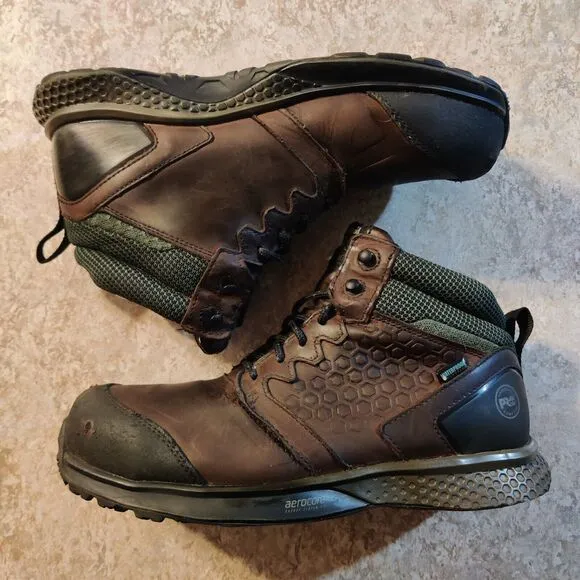 Timberland PRO Boots Reaxion Composite Safety Toe Waterproof Brown Mens Size 8 M