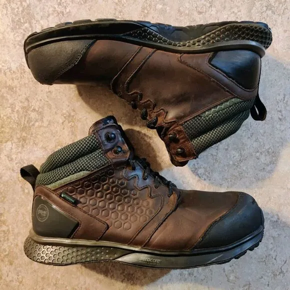 Timberland PRO Boots Reaxion Composite Safety Toe Waterproof Brown Mens Size 8 M