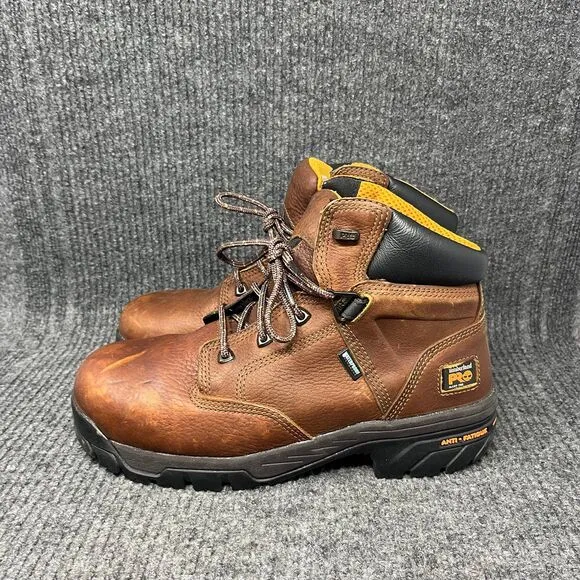 Timberland Pro Helix 6” Alloy Toe Waterproof Work Boots Brown Leather Men’s 10 M
