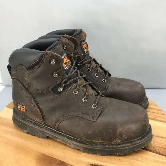 Timberland PRO Pit Boss 6&quot; Steel Toe Work Boots Mens 13 M Brown Leather‎ Lace Up