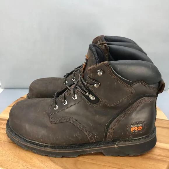 Timberland PRO Pit Boss 6&quot; Steel Toe Work Boots Mens 13 M Brown Leather‎ Lace Up