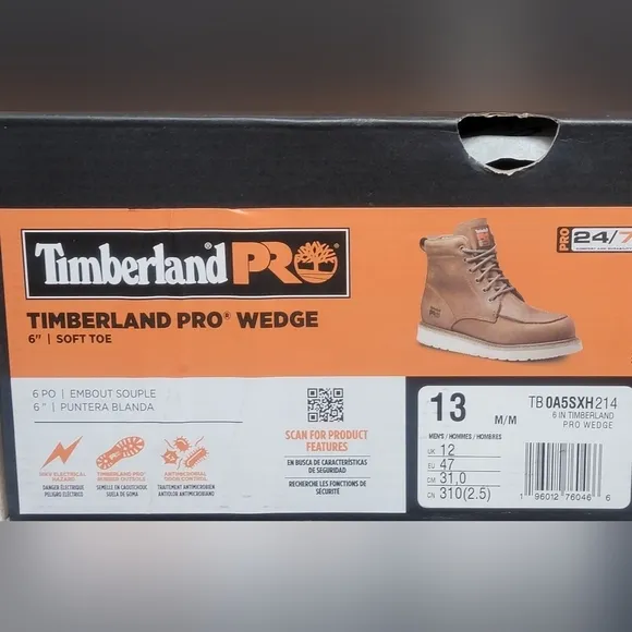Timberland PRO Wedge 6&quot; Soft Moc-Toe Work Boots Size 13 Oil Slip Resistant New