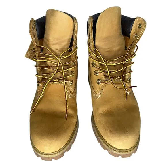 Timberlands Men's Leather Original 6&quot; Classic Work Boots Wheat Size 8