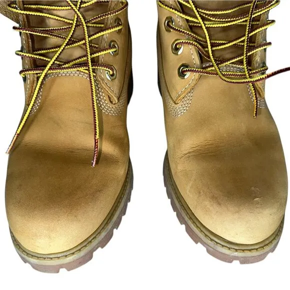 Timberlands Men's Leather Original 6&quot; Classic Work Boots Wheat Size 8