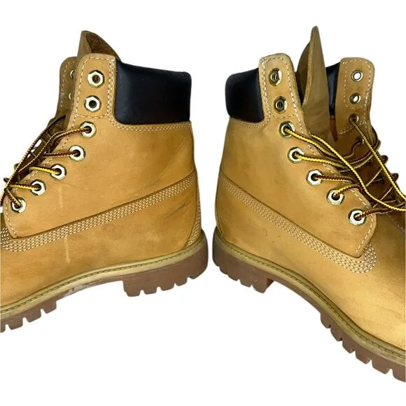 Timberlands Men's Leather Original 6&quot; Classic Work Boots Wheat Size 8
