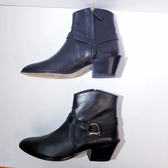 Tod's Tex leather harness heeled ankle boots size 37 black