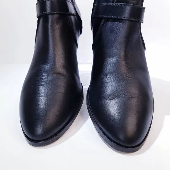 Tod's Tex leather harness heeled ankle boots size 37 black