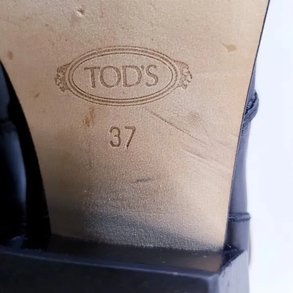 Tod's Tex leather harness heeled ankle boots size 37 black