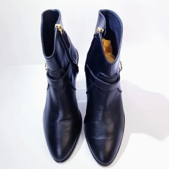 Tod's Tex leather harness heeled ankle boots size 37 black