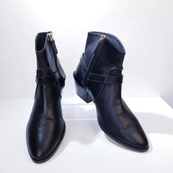 Tod's Tex leather harness heeled ankle boots size 37 black