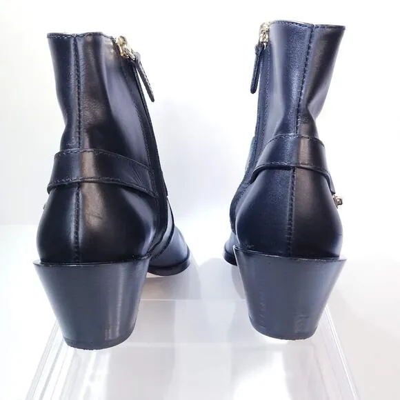 Tod's Tex leather harness heeled ankle boots size 37 black
