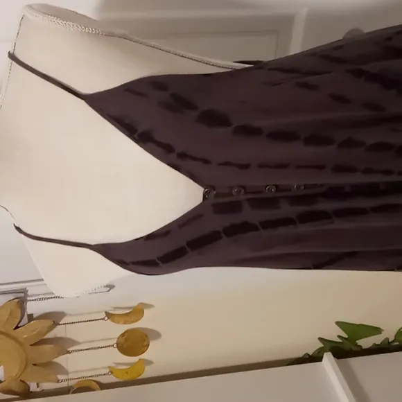 ⛱️Together Molly Black &amp; Gray Deep Plunge Sexy Tye Dye Maxi Dress Sz Med W…