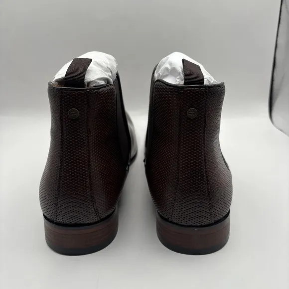TOMMY HILFIGER Mens Dark Brown Pull-Tab Sesame Toe Block Heel Chelsea Boot 10 M