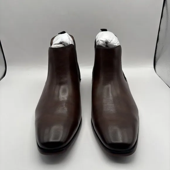 TOMMY HILFIGER Mens Dark Brown Pull-Tab Sesame Toe Block Heel Chelsea Boot 10 M