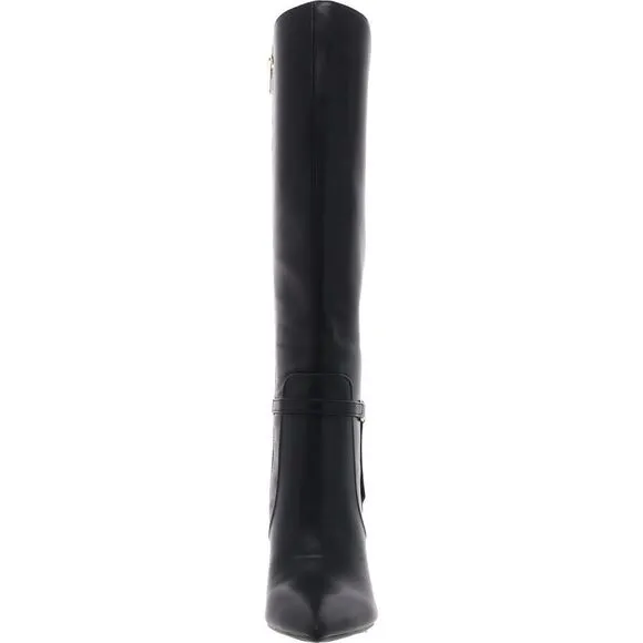 Tommy Hilfiger Womens TWJullie Black Solid Faux Leather Knee-High Boots New