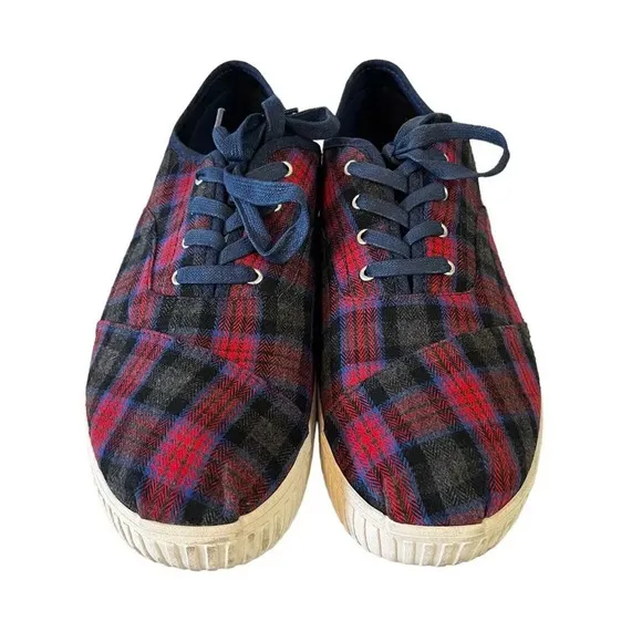 Toms Womens Size 11 Cordones Indio Canvas Casual Fashion Sneakers Shoes Red Blue