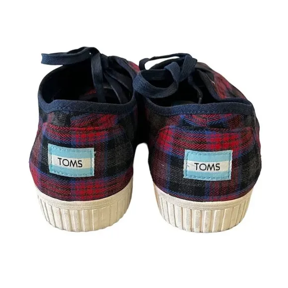 Toms Womens Size 11 Cordones Indio Canvas Casual Fashion Sneakers Shoes Red Blue