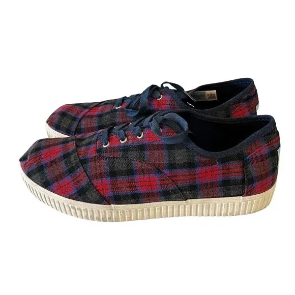 Toms Womens Size 11 Cordones Indio Canvas Casual Fashion Sneakers Shoes Red Blue
