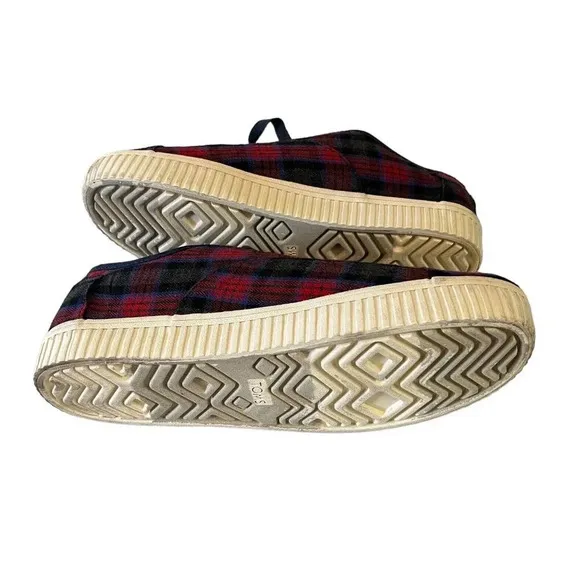 Toms Womens Size 11 Cordones Indio Canvas Casual Fashion Sneakers Shoes Red Blue