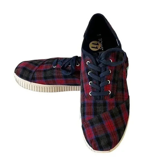Toms Womens Size 11 Cordones Indio Canvas Casual Fashion Sneakers Shoes Red Blue