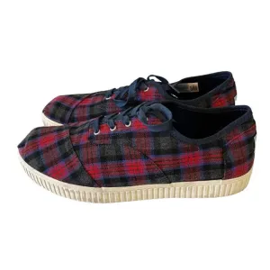 Toms Womens Size 11 Cordones Indio Canvas Casual Fashion Sneakers Shoes Red Blue