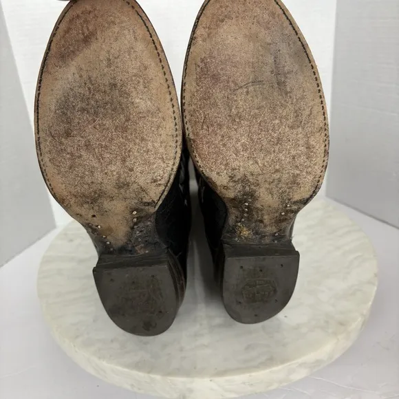 Tony Lama Mens Ostrich Black Boots Size 10 B Western Cowboy Almond Toe 84300
