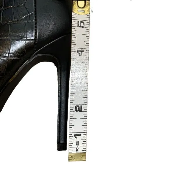 Tori Black Stiletto Zipper Pointed Toe Ankle Boots Size 7.5 Baddie Coquette NWT