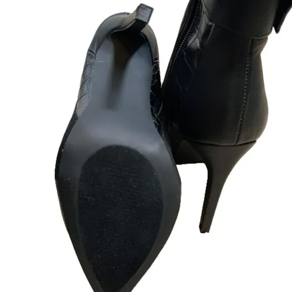 Tori Black Stiletto Zipper Pointed Toe Ankle Boots Size 7.5 Baddie Coquette NWT