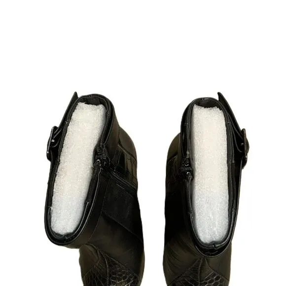 Tori Black Stiletto Zipper Pointed Toe Ankle Boots Size 7.5 Baddie Coquette NWT