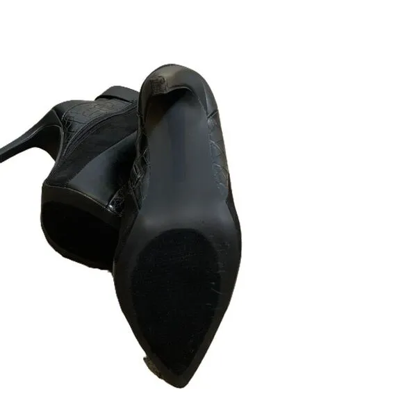 Tori Black Stiletto Zipper Pointed Toe Ankle Boots Size 7.5 Baddie Coquette NWT