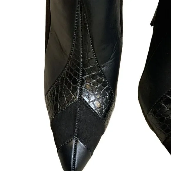 Tori Black Stiletto Zipper Pointed Toe Ankle Boots Size 7.5 Baddie Coquette NWT