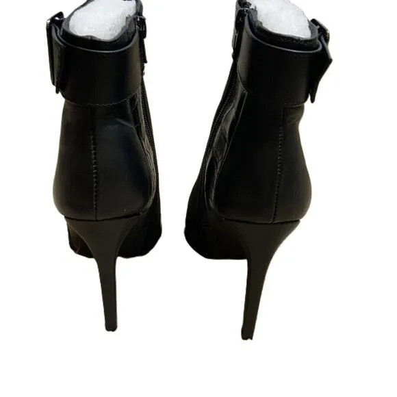 Tori Black Stiletto Zipper Pointed Toe Ankle Boots Size 7.5 Baddie Coquette NWT