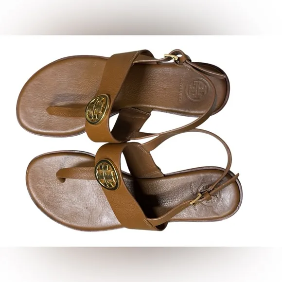 Tory Burch Benton 2 Flat Thong Sandal Women’s Brown Leather