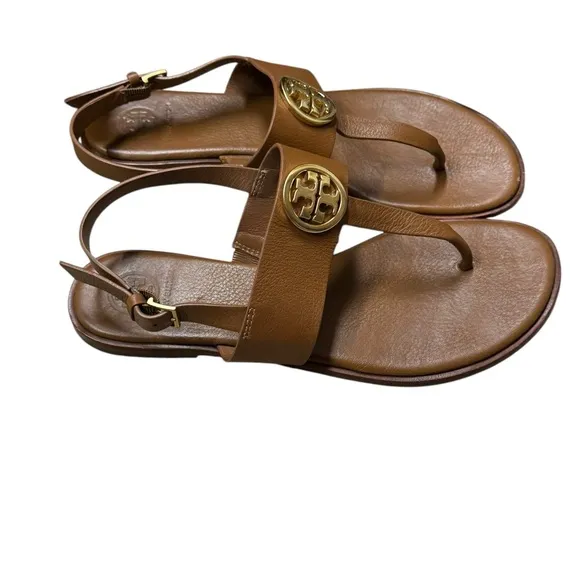 Tory Burch Benton 2 Flat Thong Sandal Women’s Brown Leather