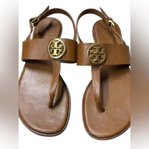 Tory Burch Benton 2 Flat Thong Sandal Women’s Brown Leather