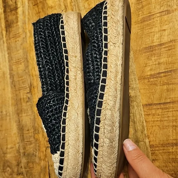 Tory Burch  Black and Cream Espadrille Shoes Size 6