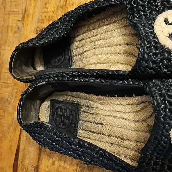 Tory Burch  Black and Cream Espadrille Shoes Size 6