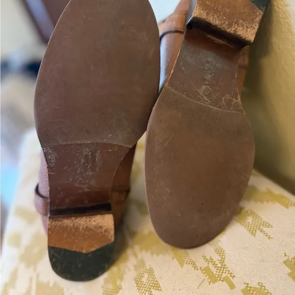 Tory Burch Brown Heeled Boots with Medallion