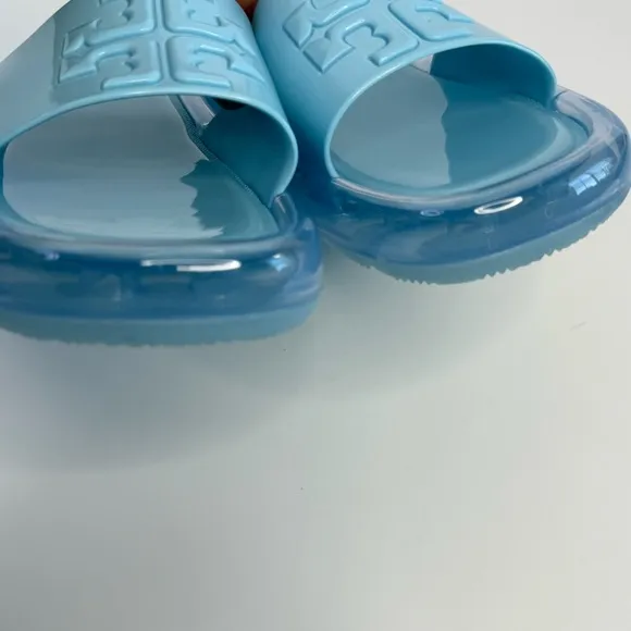 Tory Burch Bubble Jelly Slide Sandals Women's Size 7B Pink In Blue Beach Summer