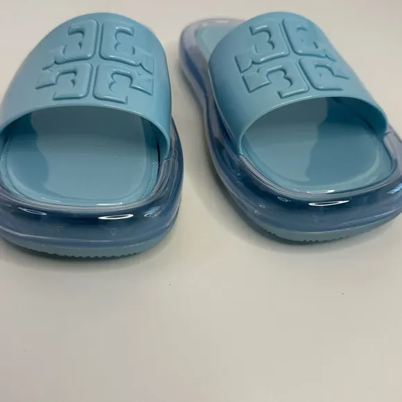 Tory Burch Bubble Jelly Slide Sandals Women's Size 7B Pink In Blue Beach Summer