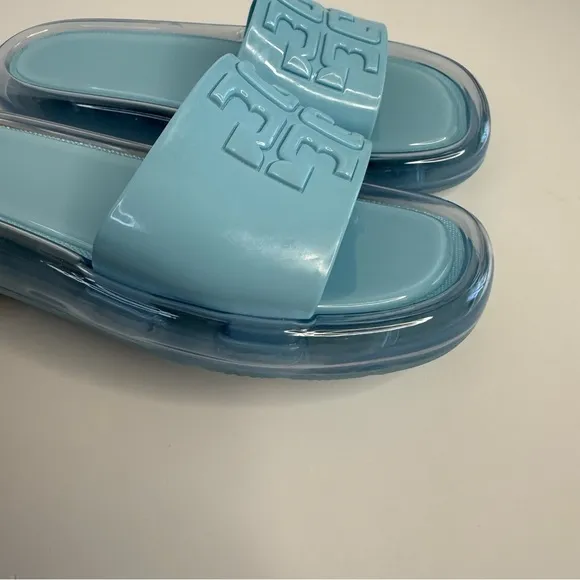 Tory Burch Bubble Jelly Slide Sandals Women's Size 7B Pink In Blue Beach Summer
