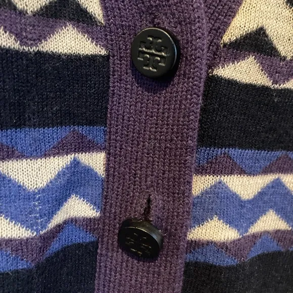 Tory Burch Chevron Stripe Knit Cardigan in Blue