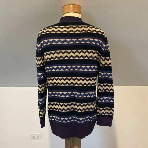 Tory Burch Chevron Stripe Knit Cardigan in Blue