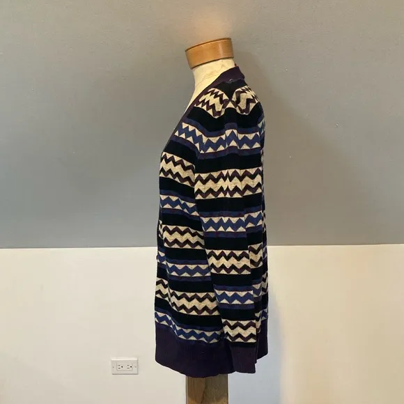 Tory Burch Chevron Stripe Knit Cardigan in Blue