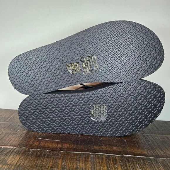 Tory Burch Flatform Womens Size 11 Thin Strap Beach Sandal Flip Flops Logo Black