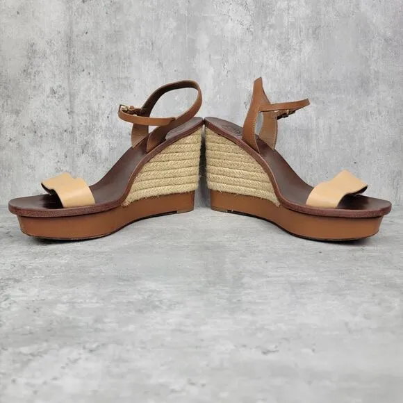 Tory Burch Laurel Ankle Strap Platform Wedge Sandals‎ Size 8.5 Boho Style