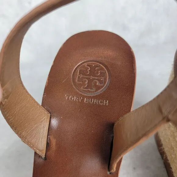 Tory Burch Laurel Ankle Strap Platform Wedge Sandals‎ Size 8.5 Boho Style
