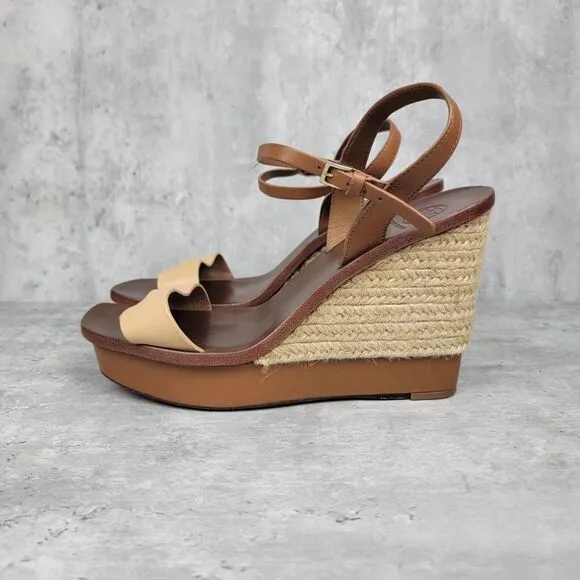 Tory Burch Laurel Ankle Strap Platform Wedge Sandals‎ Size 8.5 Boho Style