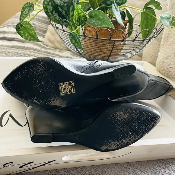 TORY BURCH Linette Smooth Leather Tall Black Wedge Knee High Riding Boots 8.5
