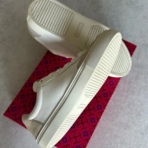 Tory Burch Men's White and Tan Sneakers